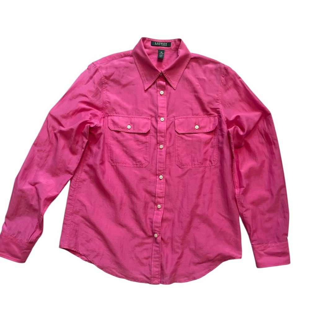 Lauren Ralph Lauren Bright Pink Button Down Shirt